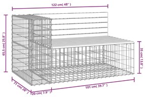 tömör impregnált fenyőfa gabion kerti pad 122x71x65,5 cm