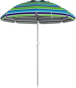 Outsunny Strandernyő Ø178x205 cm Terasz Napernyő 45°-os Dönthető Magasság Állítható Manuális Nyitás UV-védelem Vízhatlan és Hordtáska Kerthez Medencéh