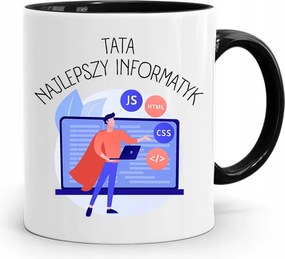 Fekete Bögre Apák Napjára Legjobb Informatikus Nyomtatott Fényképpel