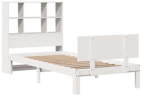 fehér tömör fenyőfa könyvespolcos ágy matrac nélkül 90 x 200 cm