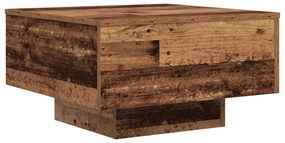 Dohányzóasztal LED világítással, Régi fa 55x55x31 cm