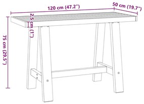 íróasztal NOAIN A alakú lábak 120x50x75 cm tömör fa fenyőfa