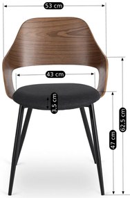 Étkezőszék Dió/Fekete Színben. ORBI