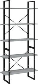 vidaXL 5 szintes szürke sonoma szerelt fa könyvszekrény 80x30x175 cm