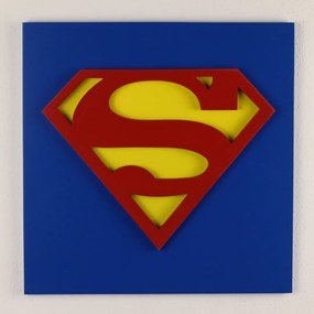 Vidám Fal |  3D fa dekoráció Superman jel 30 x 30 cm