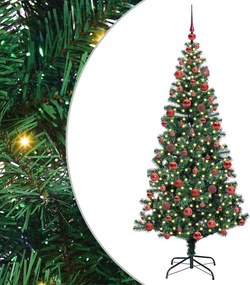vidaXL Mesterséges, előre világított karácsonyi fa Zöld 180 cm