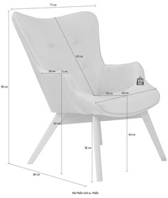 Levendula színű bársony fotel Niko – Ropez