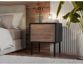KÉSZLET 2x Éjjeliszekrény CORTINA 51x45 cm fekete/dió warnia