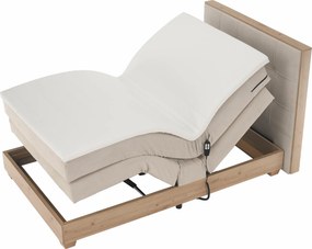 Elektromos állítható ágy, boxspring, bézs/artisan tölgy, 120x200, TIANA