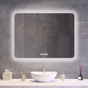 Tükör LED világítással 80x60cm | Páramentesítő funkció | Beépített óra | Fényerő és színhőmérséklet szabályozás | Welland Type-1HS