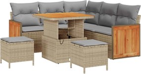 vidaXL Kerti Kanapé Szett párnával 8 pcs Beige és Világosszürke