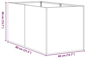 ültető rozsdás 40x80x40 cm időjárásálló acélból
