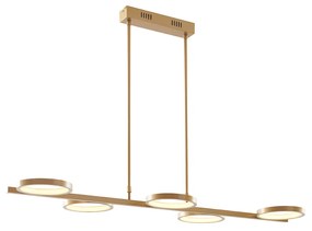 Modern függőlámpa LED-del, 3 fokozatban szabályozható arany 5-lámpás - Vivé