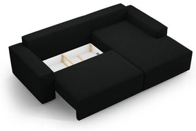 Fekete buklé kinyitható sarokkanapé (jobb oldali) Jodie – Micadoni Home