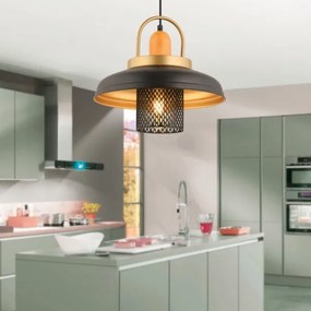 Zsinóros függőlámpa MONZA 1xE27/40W/230V, átm. 32 cm, fekete/arany