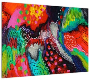 Absztrakt kép - színek (üvegen) (70x50 cm)