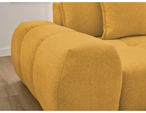 Mustársárga zsenília kinyitható-tárolóhelyes sarokkanapé (jobb oldali-heverő résszel) Everest – Bobochic Paris
