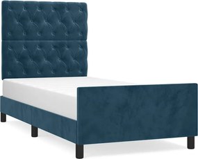 vidaXL sötétkék bársony ágykeret matrac nélkül 80 x 200 cm