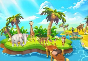 Fotótapéta Safari Dzsungel Állatok Trópusok szigete gyerekeknek 250x175 +ragasztó