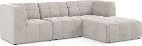 Bézs bársony sarokkanapé (jobb oldali-heverő résszel) Aloha – Makamii