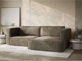 Barna zsenília kinyitható-tárolóhelyes sarokkanapé (jobb oldali-heverő résszel) Velto – Maison de Rêve