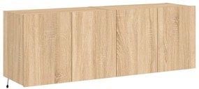 2 db sonoma tölgy színű fali TV-szekrény LED-del 60x35x41 cm