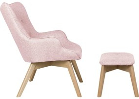 Világos rózsaszín fotel lábtartóval Niko – Ropez