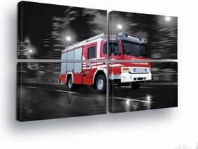 Vászonkép 120x80 Tűzoltóautó mentők város éjszaka eső dinamika művészet