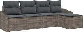 vidaXL Kanapé Szett párnával 5 pcs Szürke polirattan