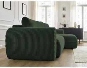 Sötétzöld kordbársony kinyitható sarokkanapé (jobb oldali) Lucien – Bobochic Paris