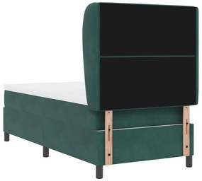 Boxspring Ágy Matraccal Sötét Zöld 90x190 cm Bársony