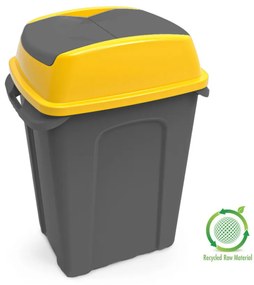 Planet Hippo Billenős Szelektív hulladékgyűjtő szemetes, műanyag, antracit/sárga, 25L