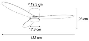 Mennyezeti ventilátor fehér 132 cm LED-del, fényerőszabályzóval és távirányítóval - Sofio