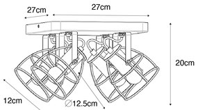 Ipari spotlámpa fa sötétszürke állítható 4-lámpás - Arthur