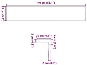 ablakpárkányok 2 db sötétbarna 140x25x2 cm tömör fa tölgyfa