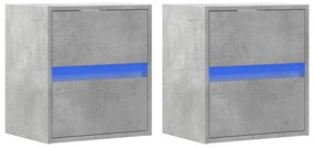 2 db betonszürke fali TV-szekrény LED-del 41 x 31 x 45 cm