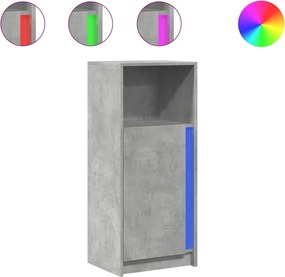 vidaXL betonszürke szerelt fa LED-es tálalószekrény 42,5 x 34 x 100 cm