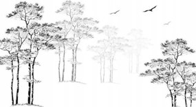 3D fotótapéta fekete-fehér nagy fa vázlat ágak