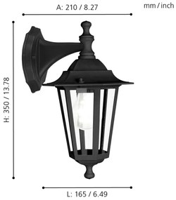 EGLO 22467 - LATERNA 4 kültéri fali lámpa 1xE27/60W fekete