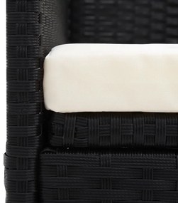 fekete polyrattan kerti ágy hát- és ülőpárnákkal