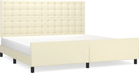 vidaXL krémszínű műbőr ágykeret fejtámlával 200 x 200 cm
