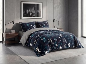 Kétoldalas ágynemű DUO SENSE NOCTIFLORA sötétkék mikroplüss/flanel Ágyneműhuzat mérete: 70 x 90 cm | 140 x 200 cm