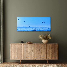 Kép - léggömbök a táj felett (120x50 cm)