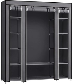 Szövet ruhásszekrény, ruhatároló gardróbszekrény, szürke