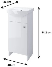 Cersanit Cersania + Sati, mosdószekrény Sati + mosdó Cersania 40 cm, fehér, S567-001-DSM