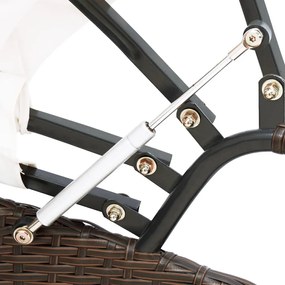 Barna polyrattan kültéri napozóágy tetővel