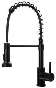 Mosogató csaptelep flexibilis csővel, levehető zuhanyfejjel, fekete