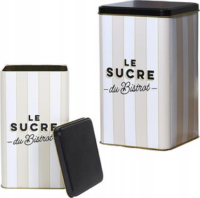 Cukortartó doboz Bistrot fekete-bézs fém 11 x 18 cm Elegáns fekete