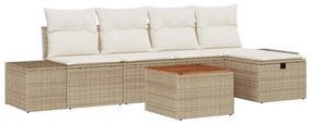 vidaXL Kerti Kanapé Szett párnával tárolóval 6 pcs Bézs Poli rattan