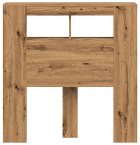 kézműves tölgyszínű szerelt fa LED-es fejtámla 100x18,5x103,5cm